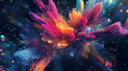 Abstract Colorful Explosion with Glitter and Sparkles