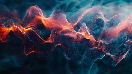 An Abstract Representation of Sound Waves: Vibrant Peaks and Fluid Motion Captured in a Dazzling Display of Colors and Shapes.