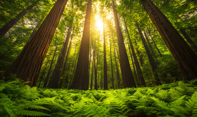 Fototapeta premium Dreamlike Landscapes and Mystical Gardens with Vibrant Flowers and Glowing Nature