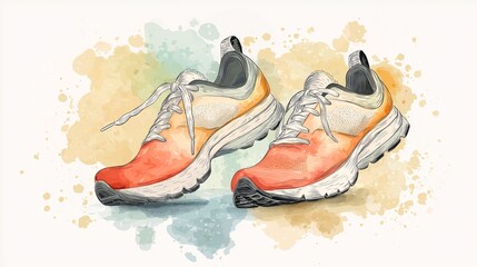 Colorful Athletic Shoes with Artistic Watercolor Splash