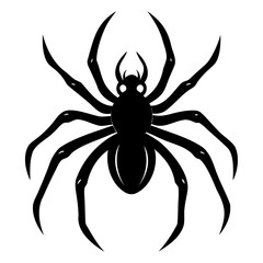 Black widow spider black silhouette vector art illustration Isolated on Transparent background