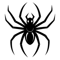 Black widow spider black silhouette vector art illustration Isolated on Transparent background