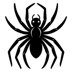 Black widow spider black silhouette vector art illustration Isolated on Transparent background