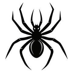 Black widow spider black silhouette vector art illustration Isolated on Transparent background