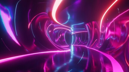 Fototapeta premium Abstract Neon Lights and Curved Surfaces