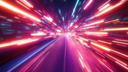 Fototapeta premium Abstract Neon Lights Tunnel in Pink and Blue