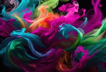 Fototapeta premium vibrant dynamic smoke swirls dancing across multicolored backgrounds creating eye catching visuals, abstract, pattern, texture, movement, fluid, design