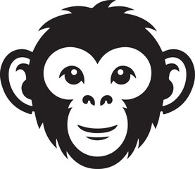 Obraz premium Cute Monkey face silhouette Vector art illustration 