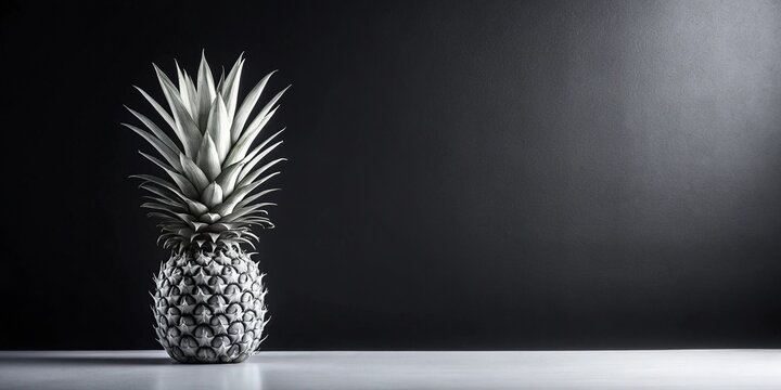 Monochrome pineapple on white background with black border - Powered by Adobe