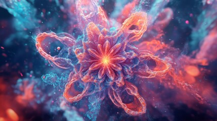 Fototapeta premium Abstract 3D Flower with Cosmic Dust and Glowing Center