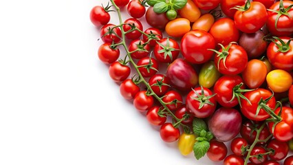fresh red cherry tomatoes grape tomatoes on white background Forced Perspective