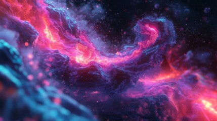 Fototapeta premium Abstract Nebula with Glowing Pink and Blue Hues