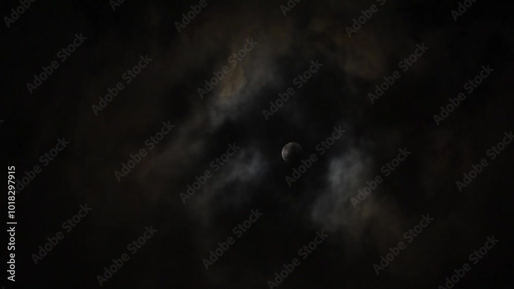 Wall mural partial lunar eclipse full moon and lunar eclipse full moon between the clouds super moon 2024 moon 