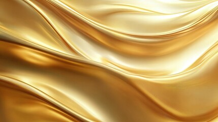 Fototapeta premium Smooth, abstract golden waves flowing across a shimmering surface, with soft gradients and light creating a luxurious background
