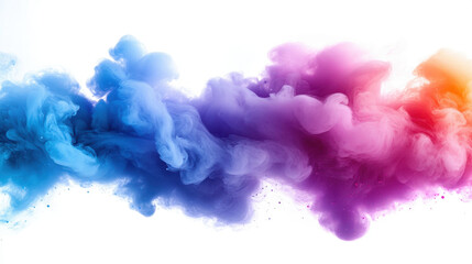 Fototapeta premium Acrylic color pigment and ink cloud in water. Abstract smoke on white background with copy space. Fancy dream cloud of ink underwater. Purple, blue and pink colors