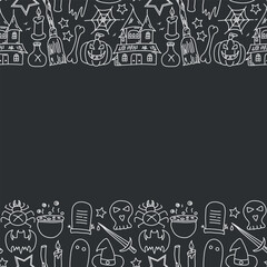 Halloween background with place for text. Cartoon Halloween frame