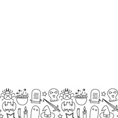 Halloween background with place for text. Cartoon Halloween frame