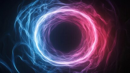 Embryo inside a vortex of abstract swirling colors and fluid forms, bright neon tones, soft and glowing effect