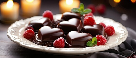 Chocolate Hearts on White Plate