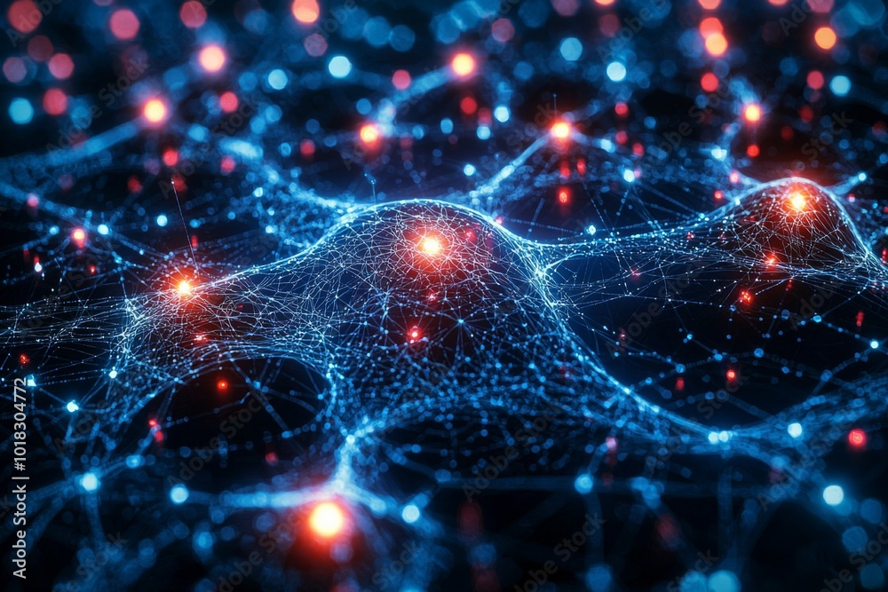 Wall mural digital technology background of data and network
