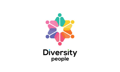 Diversity people team family colourful logo vector icon symbol	