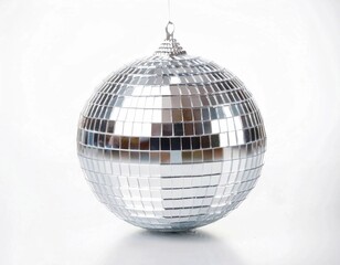 Fototapeta premium silver disco ball isolated on white