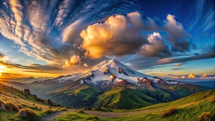 Mount Elbrus Evening With Clouds
