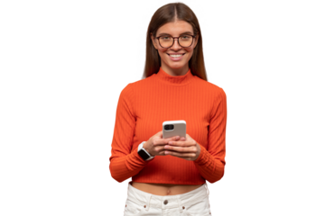 Portrait of woman surfing on phone online