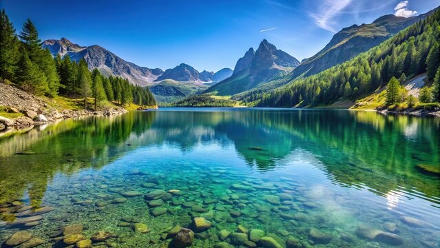 Mountain Lake Silhouette Reflection Clear Water