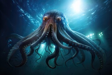 Mysterious Octopus Gliding Through Underwater Depths