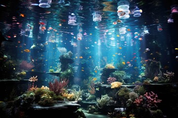 Vibrant Underwater Scene with Colorful Fish and Corals