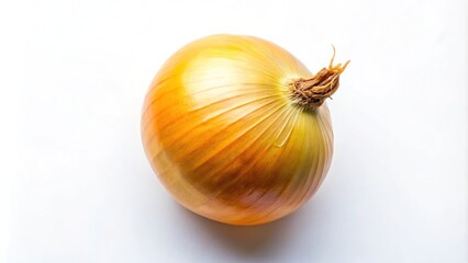 Fresh yellow onion isolated on white background aerial view