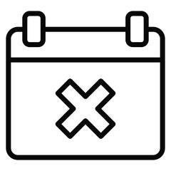 Calendar Rejected Icon Outline Style. Editable Stroke Icon.