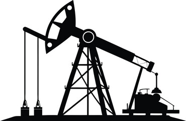 Oil pumpjack silhouette, illustration on white background.