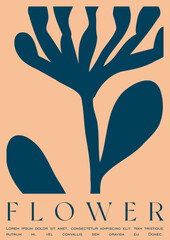 Trendy Groovy Vector Illustration Set in Matisse style. Minimal Modern Botanical Background. Plants, flowers and leaves in hand drawn style.