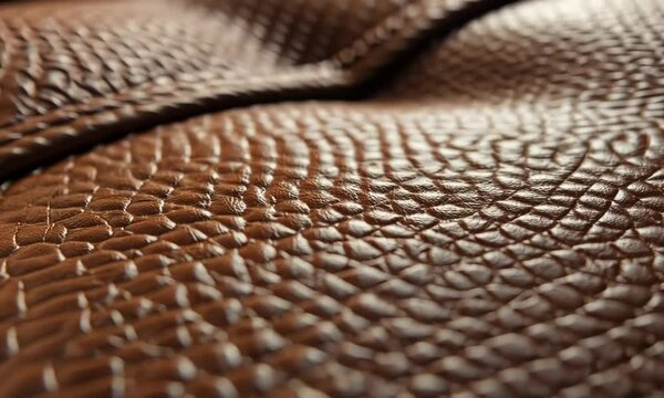 The leather is brown and has a pattern of small squares Video