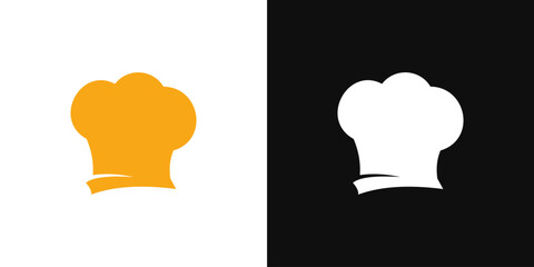 Chef hat icon logo background cook wear flat vector design isolated