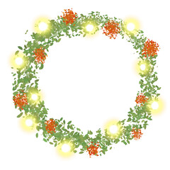 Christmas wreath border with lights frame card decoration 