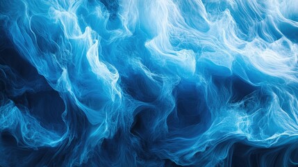 Obraz premium Abstract blue wave patterns forming a dynamic horizontal background with rich tones and smooth transitions.