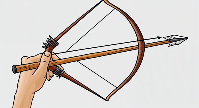 bow and arrow held, ready to shoot clip art preview