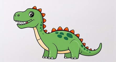 Fototapeta premium Hand drawing clipart of a cartoonish dinosaur on plain white background