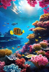 Naklejka premium vibrant landscapes showcasing iconic global destinations stunning colorful detail unique natural features, archipelago, beach, botanical, canyon, cliff