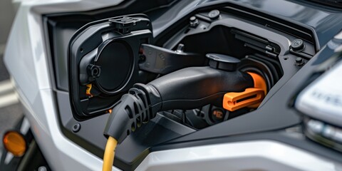 open cover close up power supply for hybrid electric car charging battery