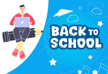 Back to school,man sitting on pencil