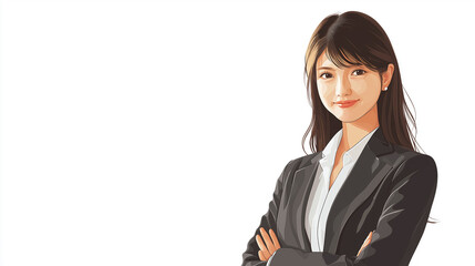 Obraz premium 日本人の若いビジネスウーマンのイラスト