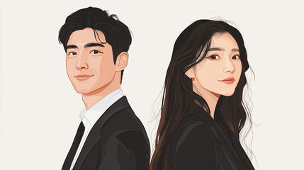 日本人の若いビジネスウーマンのイラスト