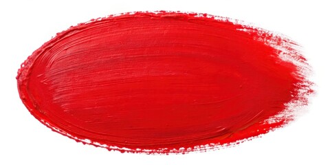 Abstract red circle on white background painted with brush stroke