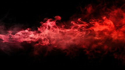 Fototapeta premium horizontal abstract red smoke middle on black background. Red color clouds