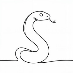 Fototapeta premium A minimalistic line art illustration of a snake with a curled body in black and white
