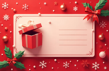 Christmas and New Year discount certificate or greeting card in red New Year colors